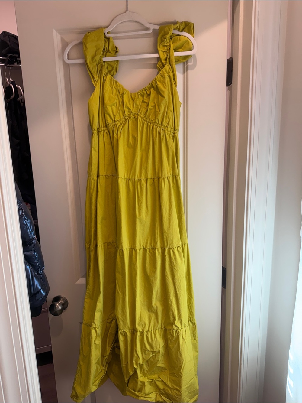 Ellison chartreuse Tiered Maxi Dress with Ruffle Straps